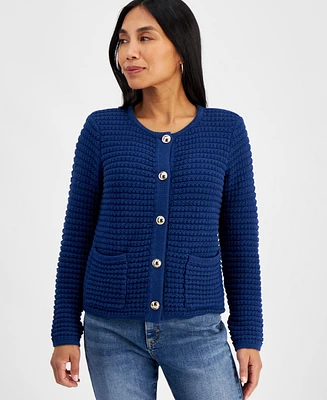 I.n.c. International Concepts Petite Yarn-Blend Button-Down Cardigan Sweater, Created for Macy's