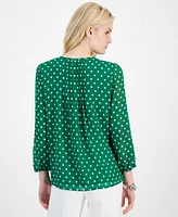 Tommy Hilfiger Women's Pintuck-Pleat Polka Dot Blouse