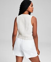 And Now This Women's Linen-Blend V-Neck Vest, Created for Macy's