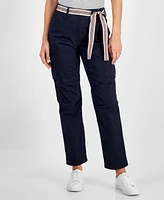 Nautica Jeans Women's High-Rise Striped-Belt Cargo Pants