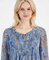 Tommy Hilfiger Women's Pintuck-Pleat Paisley Blouse