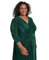 Jessica Howard Plus 3/4-Sleeve Twist-Front Dress