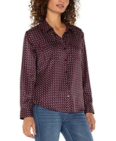 Liverpool Los Angeles Women's Printed Flap-Pocket Blouse