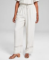 And Now This Women's Crochet-Lace-Trim Drawstring-Waist Pants, Created for Macy's