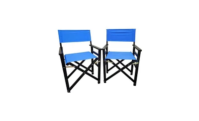 Slickblue 2-Piece Wooden Director's Folding Chair Set with Canvas Seat – Portable and Foldable Chairs