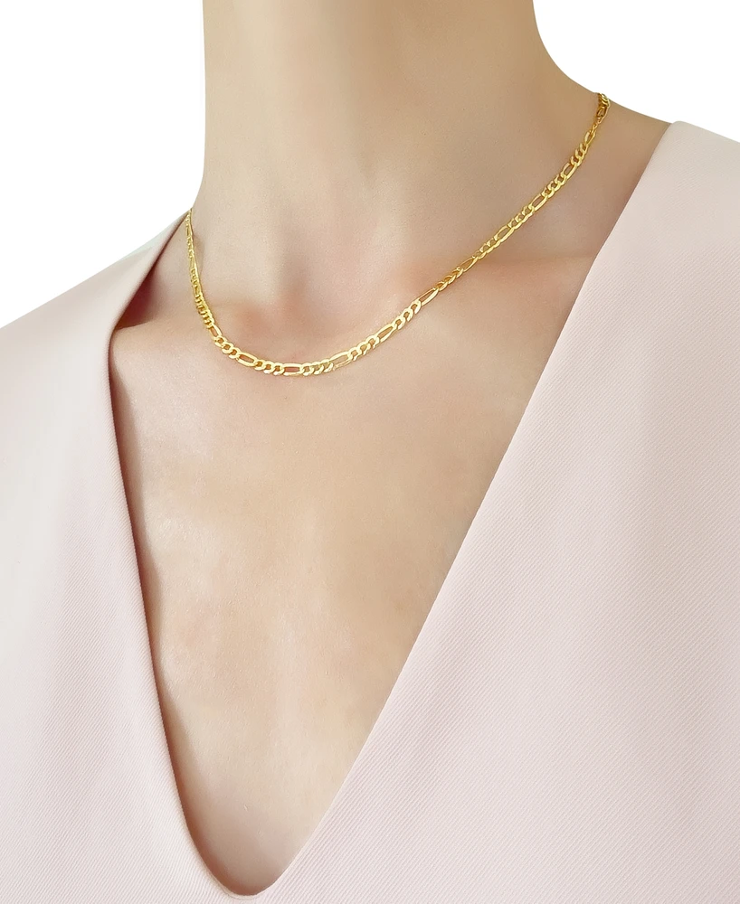 18" Figaro Link Chain Necklace (3-1/5mm) in Solid 14k Gold