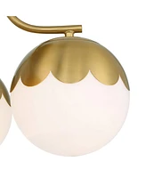 360 Lighting Camila 16" Mid Century Modern Semi Flush-Mount Ceiling Light Fixture Kitchen Foyer Hallway Round 3-Light Gold Antique Brass Finish White