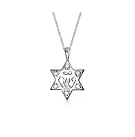 Bling Jewelry Hanukkah Jewish Hebrew Chai Symbol of Life Religious Magen Judaica Intertwined Star of David Pendant Necklace for Women Bat Mitzvah .925