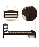 Slickblue Platform Twin Bed Frame with Under-Bed Storage Drawer for Compact Spaces