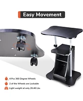 Yescom Mobile Podium Stand Laptop Cart Height Adjustable & 360° Wheels Storage