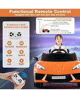 Costway 12V Electric Kids Ride On Car with Remote Control Wireless Connection Lights