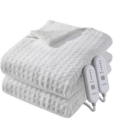 Caromio Queen Size Waffle Sherpa Electric Heated Blanket with Dual Control, 84" x 90"