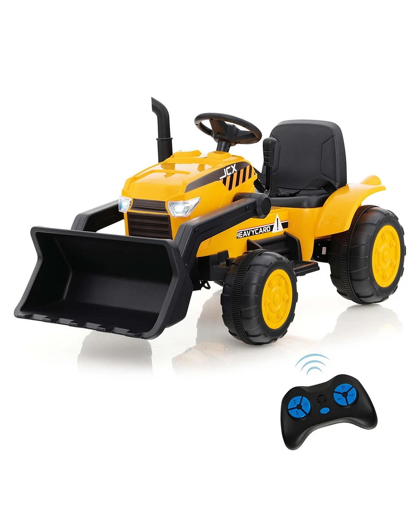 Costway 12V Kids Ride On Excavator Digger Electric Bulldozer Tractor Rc with Light & Music