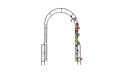 Slickblue Metal Garden Arch – 55'' W x 94.5'' H, Black Arbor Trellis for Climbing Plants and Roses, Outdoor Support