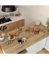 Famapy Kitchen Island Dining Table With Adjustable Shelves and Drawer