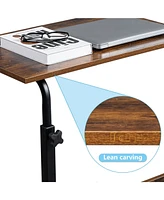 Slickblue Rolling Height Adjustable Side Table with Baffle, P2 15mm Chipboard & Steel