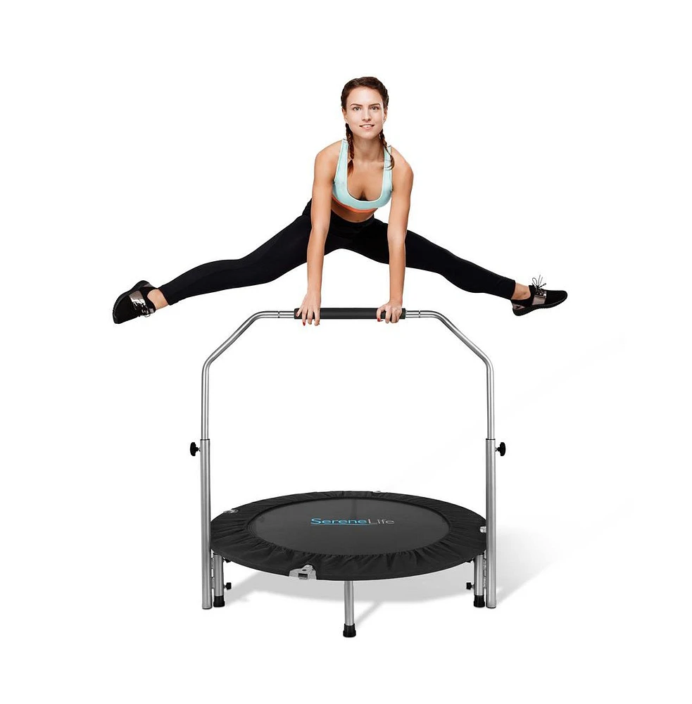 SereneLife Training & Fitness Trampoline with Adjustable Handrail