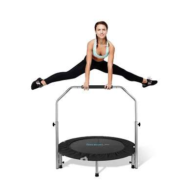 SereneLife Training & Fitness Trampoline with Adjustable Handrail