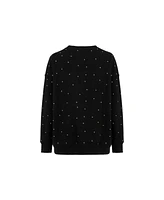 Nocturne Women's Oversized Stone Embellished Sweatshirt