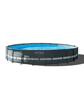 Intex 24ft x 52in Ultra Xtr Round Frame Pool, Loungers (2 Pack), Floating Cooler