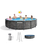 Intex Greywood Prism Frame 15'x48" Round Above Ground Outdoor Swimming Pool Set