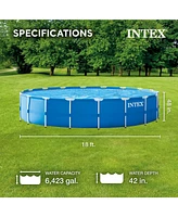 Intex 28253EH 18ft x 48in Metal Frame Above Ground Pool Set with Pump & Cover