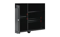 Slickblue Kitchen cart with Rubber wood desktop rolling mobile kitchen island with storage (Black)