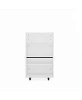 Slickblue 4-Tier Kitchen Island Cart with Spice Rack & Locking Casters Mobile Storage for Kitchen, Living Room & Bedroom - White