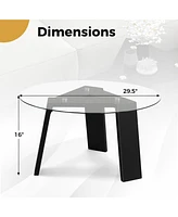 Gymax Round Coffee Table Modern Tempered Glass Top Accent Table w/ Transparent Tabletop