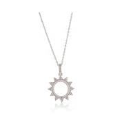 Suzy Levian New York Suzy Levian Sterling Silver White Cubic Zirconia Pave Circle Sunburst Pendant