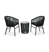 vidaXL 3 Piece Bistro Set with Cushions Pe Rattan