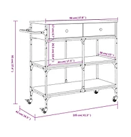 vidaXL Kitchen Trolley Smoked Oak 41.3"x16.5"x37.4" Engineered Wood