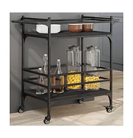 vidaXL Kitchen Trolley Black 32.3"x15.7"x30.9" Engineered Wood