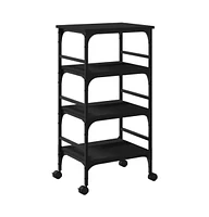 vidaXL Kitchen Trolley Black 17.7"x13.8"x35.2" Engineered Wood