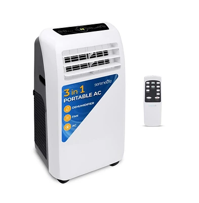 SereneLife Portable Air Conditioner, 10,000 Btu, Built-in Dehumidifier & Fan