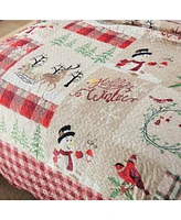 MarCielo 3 Pc Velvet Quilted Oversized Christmas Quilt Set King