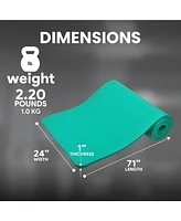 BalanceFrom Fitness GoCloud 1" Extra Thick Exercise Mat w/Carrying Strap, Green