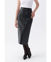 Nocturne Women's High Waist Faux Leather Skirt