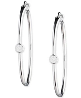 Lauren Ralph Lauren Sterling Silver Medium Cubic Zirconia Hoop Earrings, 1.41"