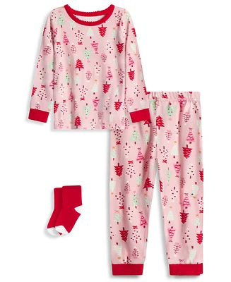 Max & Olivia Baby and Toddler Girls Snug Fit 3-Piece Pajama Set