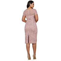 Lara Women's Beaded Midi Dress with Cap Sleeves