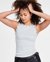 Bar Iii Women's Ribbed Grommet-Trim Tank Top, Created for Macy's