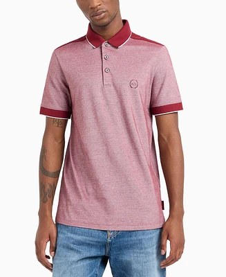 A|X Armani Exchange Men's Short Sleeve Heathered Pique Polo Shirt