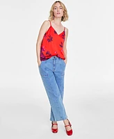 On 34th Women's Printed Satin V-Neck Tank, Created for Macy's