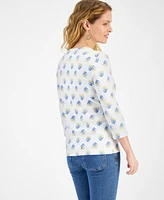 Style & Co Women's Printed V-Neck 3/4-Sleeve Top, Created for Macy's