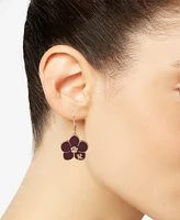 Karl Lagerfeld Paris Gold-Tone Crystal & Logo Flower Drop Earrings