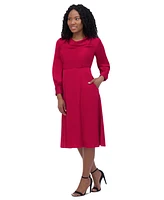 Jessica Howard Women's Cowlneck Novelty-Sleeve Fit & Flare Midi Dress