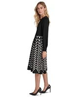 Jessica Howard Women's Printed-Skirt Sweater Dress