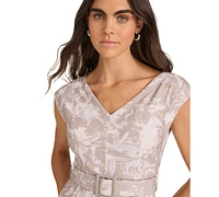 Calvin Klein Women's Belted Cap-Sleeve Midi Dress
