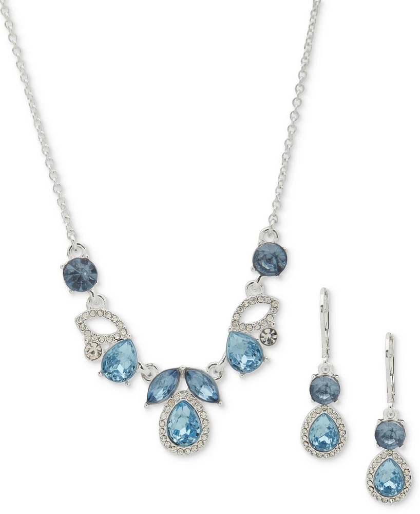 Anne Klein Silver-Tone Pave & Color Stone Statement Necklace & Drop Earrings Set